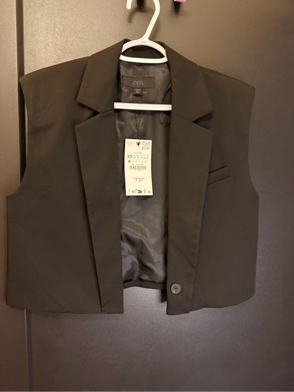 Zara Black Cropped Vest Blazer